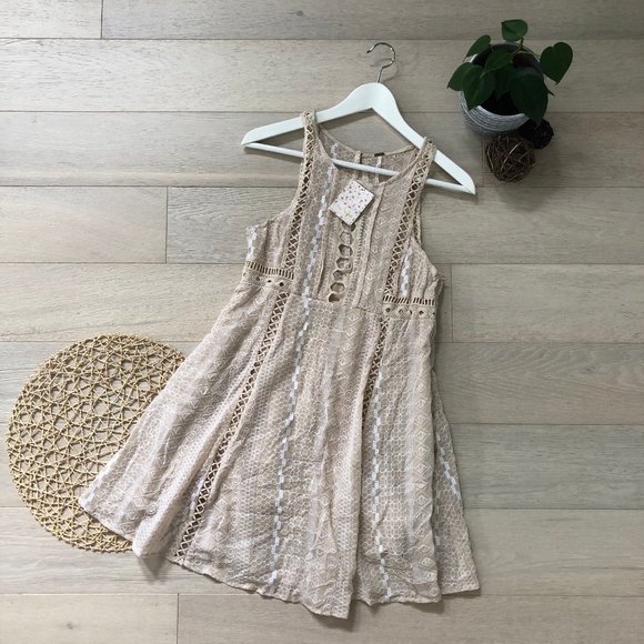 Free People Sleeveless Crochet Knit Mini Dress 12